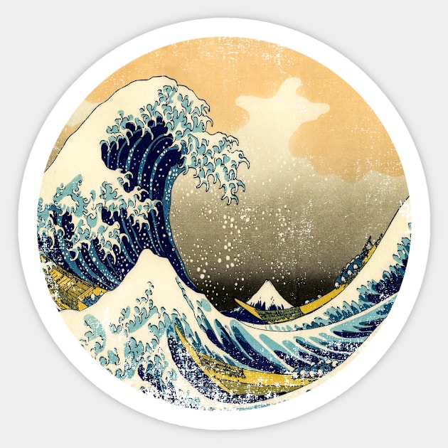 Retro Vintage Distressed The Great Wave off Kanagawa Sticker by DazzlingApparel